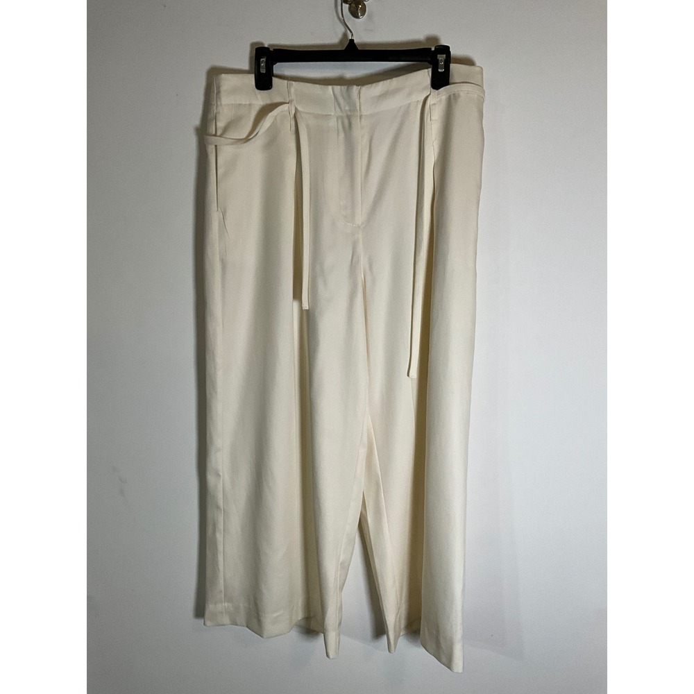 Nine West Womens High Rise Wide Leg Trousers Cream Off-White Size 14 NWT